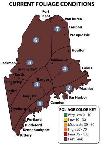 All of Maine has Past Peak Conditions