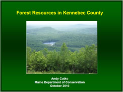 First slide of Andy Cutko's presentation titled Forest Resources in Kennebec County