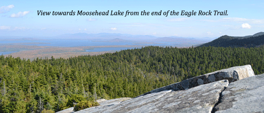 View towards Moosehead Lake from the end of Eagle Rock.