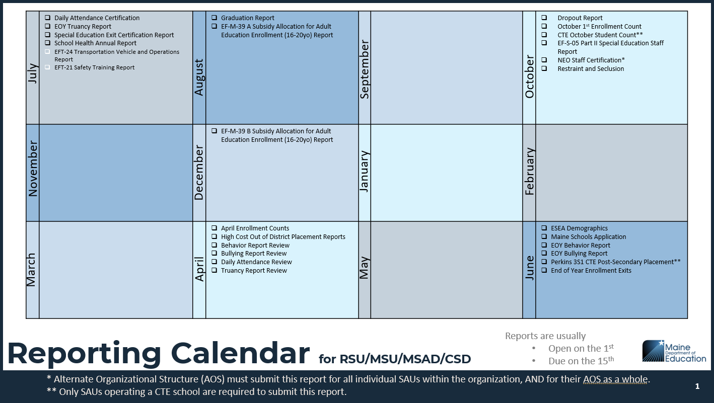 Public SAU calendar