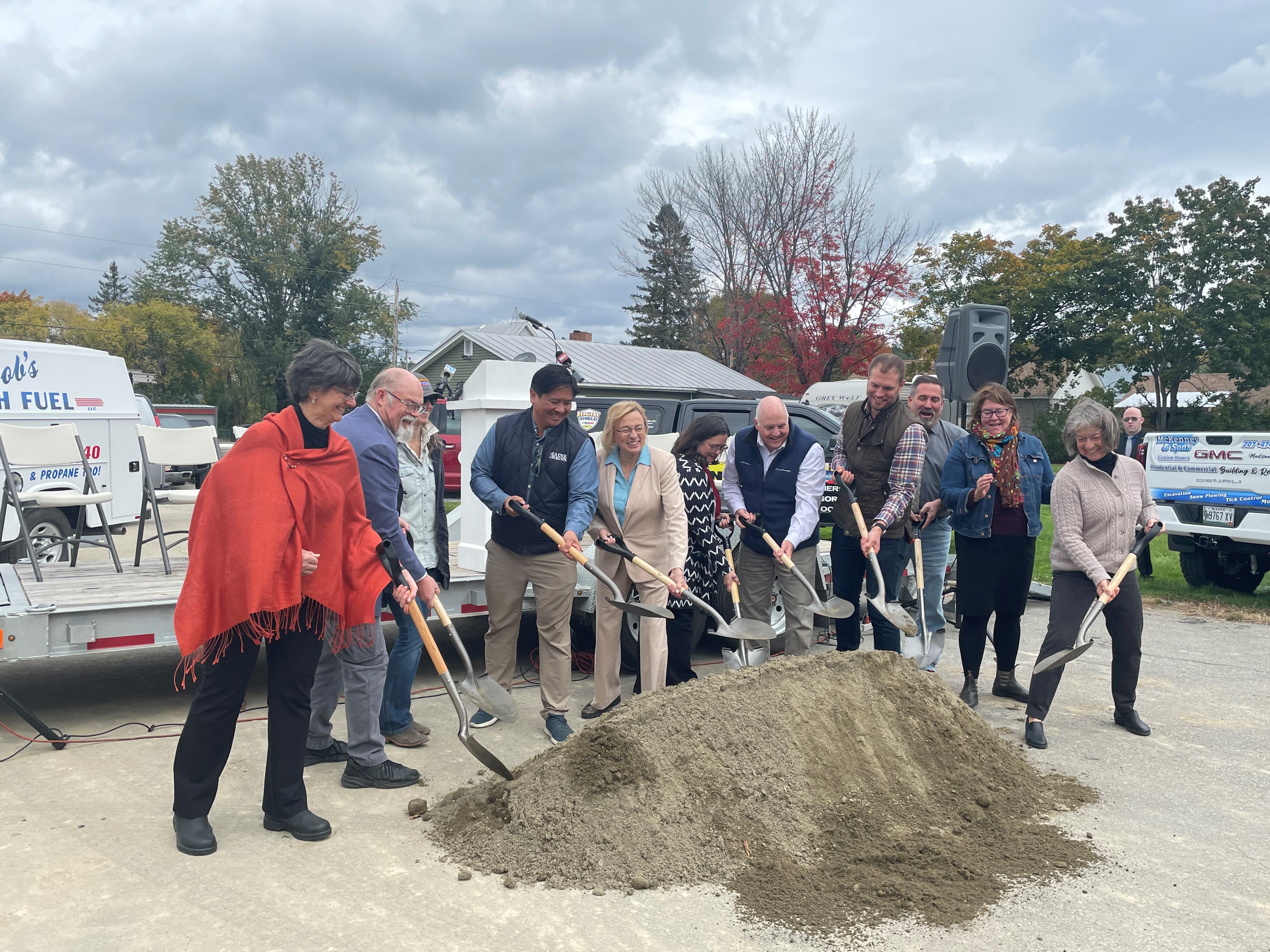 Governor Mills and community leaders break ground on the 55 Weston Avenue project in Madison.