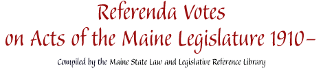 Referenda Votes on Acts of the Maine Legislature, 1910-