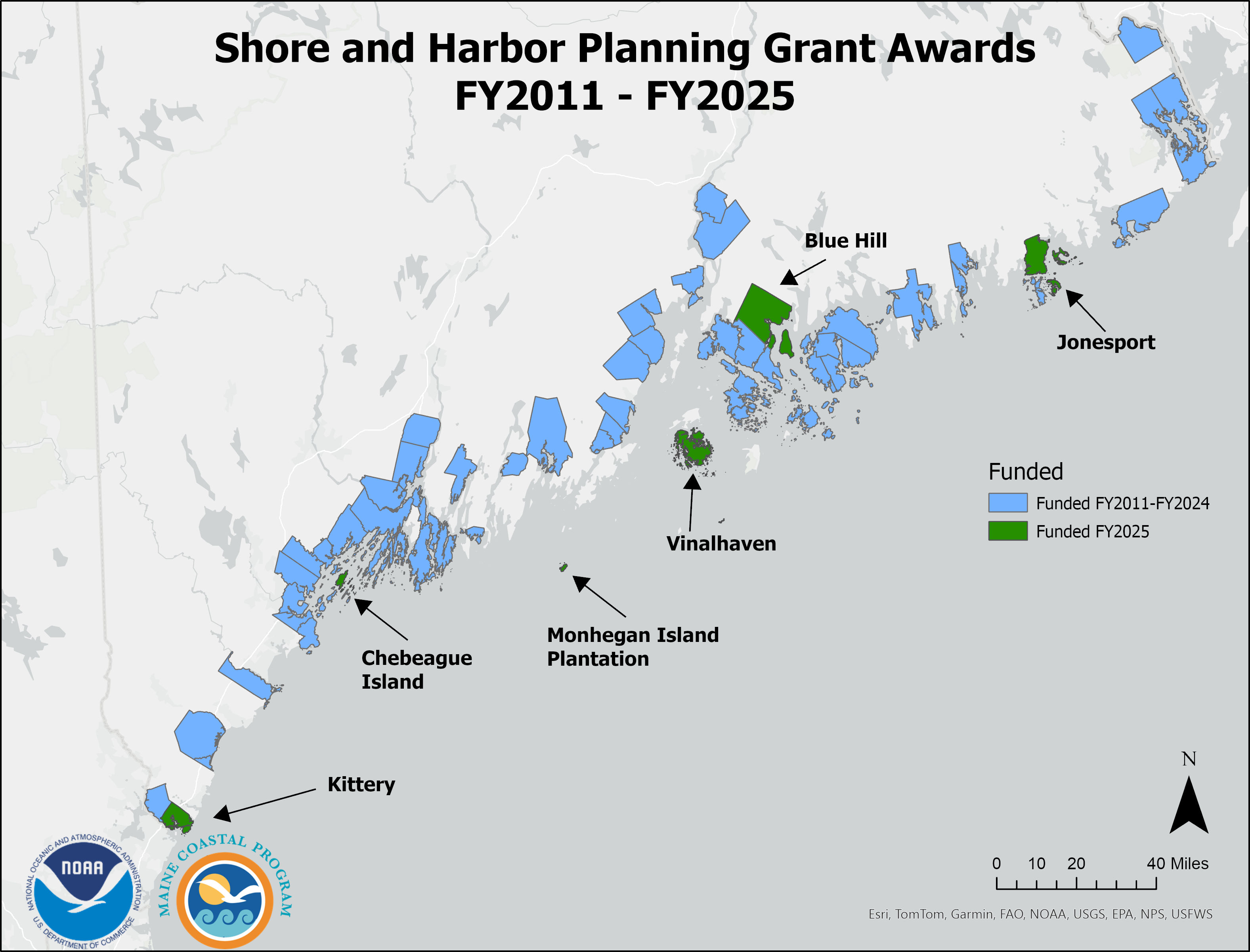 Map of funded towns