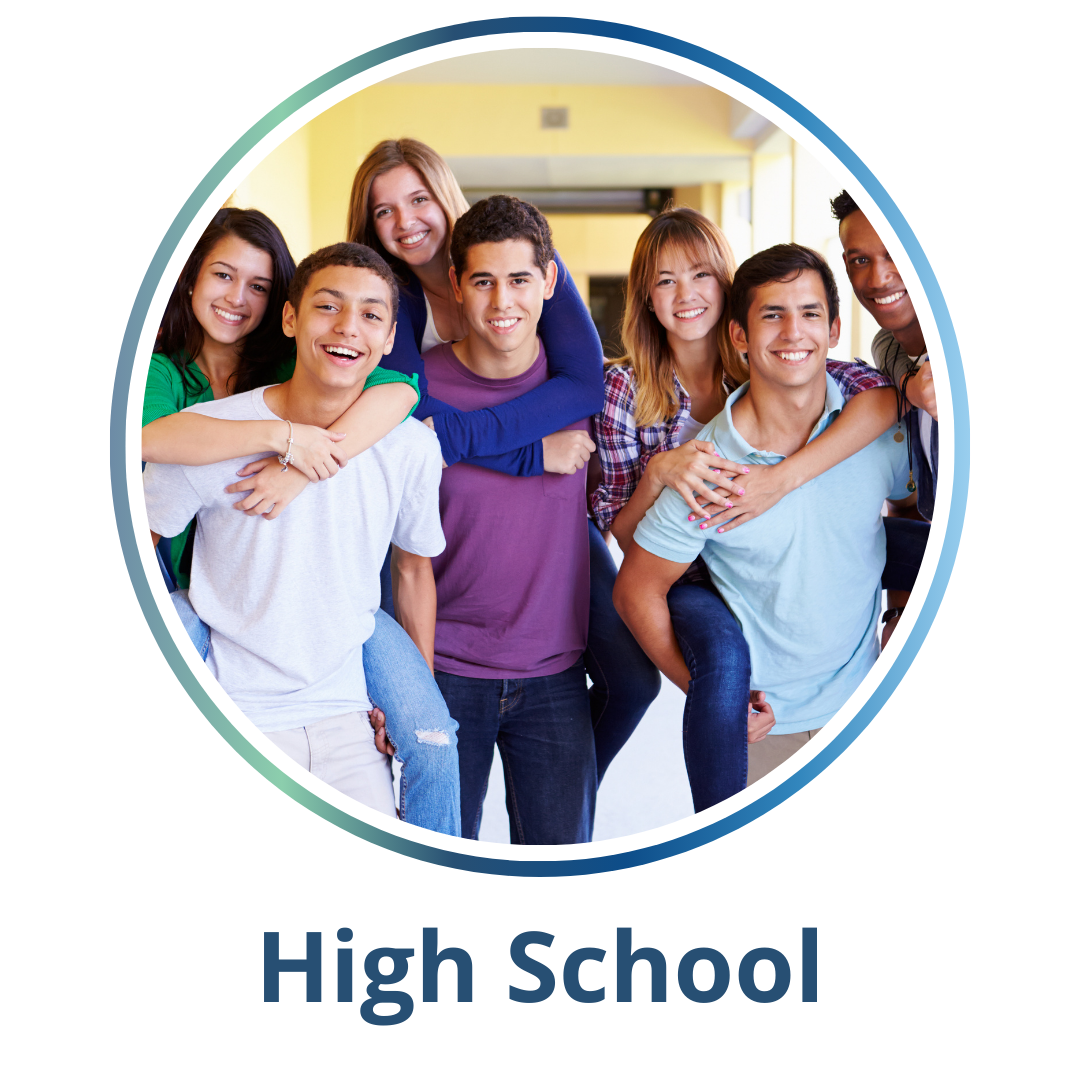 High School Students smiling with the words High School below