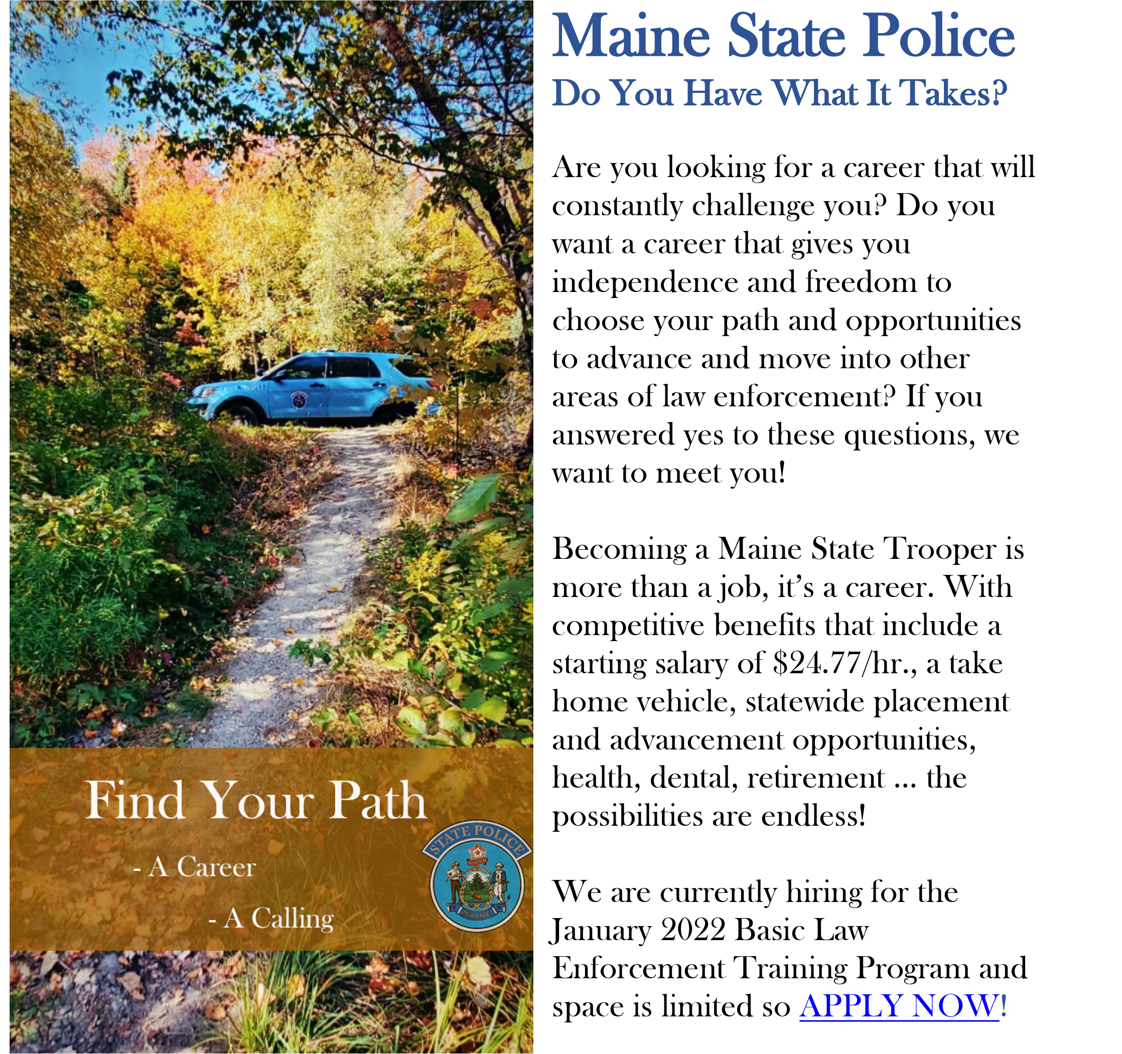 Become A Trooper Maine State Police