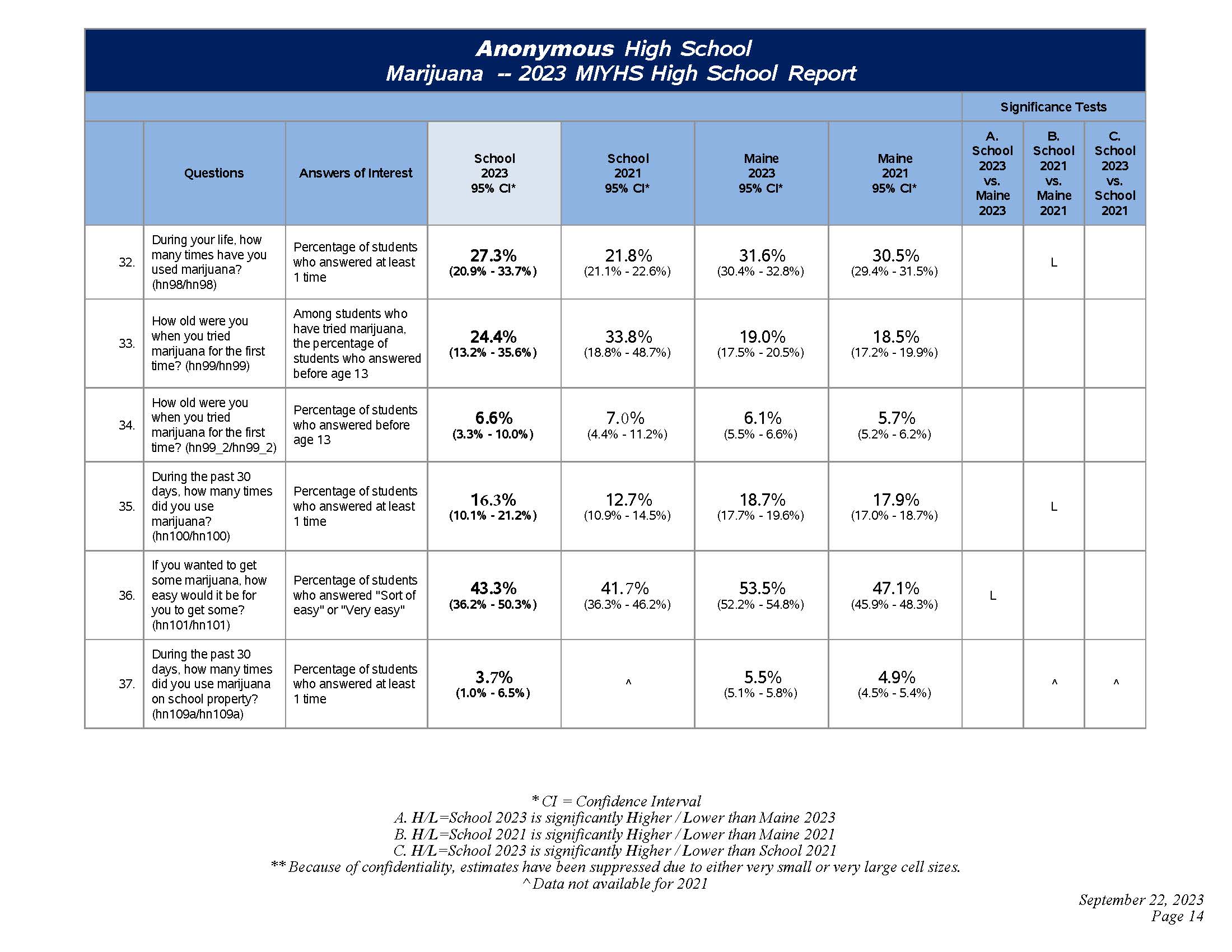 School report example